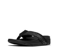 FitFlop Women's Surfa Sequin Toe-Post Sandals Wedge, All Black, 6 UK