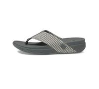 FitFlop Womens Surfa Toe-Post Sandals with Wide, Foot-Hugging Webbing Straps, Cushion Microwobbleboard Midsoles, Multi-Purpose Slip on Flip Flop with Comfortable Wedge, Pewter Mix, 9