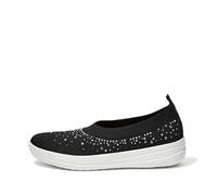 Fitflop Women's Uberknit Ballerina-Ombre Crystal Ballet Flat, Black, 6 UK