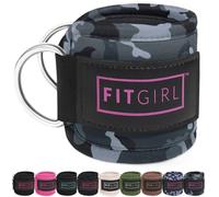 FITGIRL - Ankle Strap for Cable Machines and Resistance Bands, Work Out Cuff Attachment for Home & Gym, Glute Workouts - Kickbacks, Leg Extensions, Hip Abductors, For Women Only (Camo, Single)