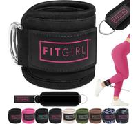 FITGIRL - The Best Ankle Strap for Cable Machines and Resistance Bands, Work Out Cuff Attachment for Home & Gym, Booty Workouts - Kickbacks, Leg Extensions, Hip Abductors, For Women Only (Black,