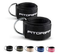 Fitgriff® Ankle Straps for Cable Machines - Heavy Padded Ankle Cuffs (2 pieces) - Gym, Workout, Kickback Exercise for Women and Men (Black)