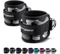 Fitgriff® Ankle Straps for Cable Machines - Padded Ankle Cuffs (2 pieces) - Gym, Workout, Kickback Exercise for Women and Men - Camo