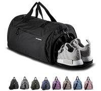 Fitgriff® Sports Gym Bag for Men and Women - with Shoe Compartment & Wet Pocket - Fitness Bag 48cm x 26cm x 25cm [30 Liter] (Black, Small)