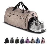 Fitgriff® Sports Gym Bag for Men and Women - with Shoe Compartment & Wet Pocket - Fitness Bag 48cm x 26cm x 25cm [30 Liter] (Sand, Small)