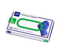 FITGUARD Medline Touch Nitrile, Latex Free, Powder Free, Exam Gloves, Blue, Large (100 Count)