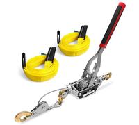 FITHOIST 5-Ton Come Along Winch Heavy Duty 11.5ft Steel Cable Come Along Cable Puller with 3 Hooks Dual-Gear Come Along Tool for Vehicle Rescue & Automotive Hoisting