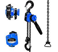 FITHOIST Chain Hoist Come Along 1/2 Ton | Mini Lever Chain Hoist 1100Lbs Capacity with 10' Lift G80 Chain | Ratchet Chain Puller Hoist 2 Heavy Duty Hooks | For Garages, Warehouse (Blue)