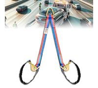 FITHOIST V-Bridle Tow Strap(Red&Blue) 2" x 6' with Snap Hooks, Cordura Sleeve, and Axle Straps, D-Ring for Enhanced Stability, Recovery Strap 5500lbs Load for Car Towing, Rollback, Flatbed, Tow Truck