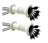 FITHUGOO 2 Pack Pass Through Wall Port 3 5/8" - 5 1/4" Wall Thickness (White) - Pass Cables from one Side of a Wall or Barrier to The Other.