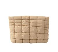 FITINI Makeup Bag Travel Large Portable Quilted Floral Print Cosmetic Organizer Cute Pouch for Women Soft Cotton Zipper Waterproof Toiletry Storage Bags, L-Quilting Puff Brown, Quilted