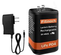 Fitinoch Rechargeable 6 Volt 4.5AH Lantern Battery with Charger, LiFePO4 6V Batteries 1500 Cycles with BMS (Screw Terminals), 4R25 Lantern Battery Replacement