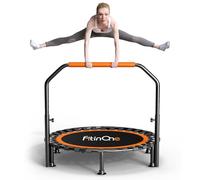 FitinOne 40" Folding Mini Trampoline Max Load 150KG, Indoor Exercise Rebounder with Handle, Fitness Trampoline for Adults and Kids with Bungee Band