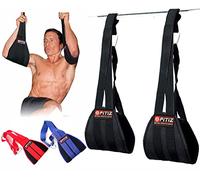 FITIZ Ab Slings Straps - Rip-Resistant Heavy Duty Pair for Pull Up Bar Hanging Leg Raiser Fitness with Big D-ring Steel Quick Connectors (Black)