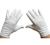 FitKit White Cotton Gloves - 240 GSM Cotton - Luxury Soft Feel - Popper Snap Fastening - Masonic Gift (Small)