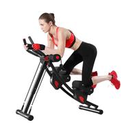 Fitlaya Fitness ab machine, ab workout equipment for home gym, Height Adjustable ab trainer, foldable fitness equipment with resistance bands Red