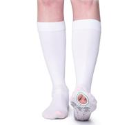 FITLEGS - Grip - Open-Toe Compression Stocking - 18 mmHg AES DVT Prevention - Below Knee - Plus Size - White