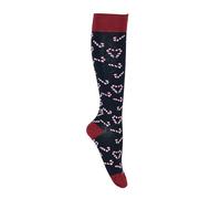 FitLegs - Life Compression Socks - 14-17mmHg for Work, Travel, & Pregnancy DVT Prevention - Unisex, Medium, Navy Candy Cane