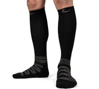 FitLegs - Sports Compression Socks - 18-24mmHg for Muscle Fatigue, Soreness & Recovery - Below Knee, Medium, Black/Steel Grey