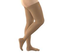 FITLEGS - Thigh Length Compression Stockings - Class 2 (23-32 mmHg) - For Swelling, Varicose Veins & Mild Lymphoedema, Beige, Small