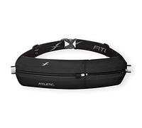 Fitletic Waterproof Phone Pouch Bum Bag Ideal Bolt Running Belt with 2 Pockets and Adjustable Strap Durable Waist Bag for Men and Women Multipurpose Anti Theft Bag for Outdoor Activities (Black)