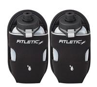 Fitletic - Extra Mile Holster Bottle Add-On, Water Bottle Holder with Clear Water Bottle for Running Belt, Hydration (Black Cap, 2x 8 Oz)
