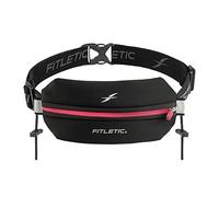 Fitletic Phone Holder Neo Racing Bum Bag Lightweight and Sleek Running Belt with Adjustable Strap Durable Mini Waist Bag for Men and Women Ideal Sport Bag for Outdoor Activities (Black/Pink)