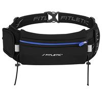 Fitletic - Ultimate II Running Pouch with Gels, Runners Pouch, Running Waist Belt with Gel Loops, Exterior Pocket, Inner Pocket, and Integrated Bib Toggles, Running Accessories
