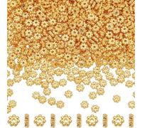 Fitlin 1 Box 1000Pcs 4.5mm Daisy Spacer Metal Beads Gold Flower Alloy Bead Bulk Tibetan Flat Round Mini Small Snowflake Spacer Charms For Bracelets DIY Christmas Necklace Jewellery Making Supplies