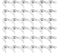 Fitlin 1 Box 1200Pcs Tip Caps Beads Tips Knot Covers Gold Silver Open Brass Calotte Ends Caps Clamshell Knot Cover for Jewellery Making Assortments Supplies DIY Necklace Bracelet Earrings(Silver)