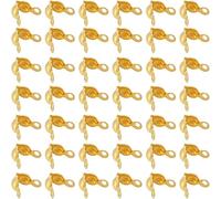 Fitlin 1 Box 1200Pcs Tip Caps Beads Tips Knot Covers Gold Silver Open Brass Calotte Ends Caps Clamshell Knot Cover for Jewellery Making Assortments Supplies DIY Necklace Bracelet Earrings(Gold)