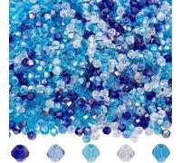 Fitlin 1 Box 2000Pcs 4 Colors Green Faceted Glass Beads Bicone Crystal Beads Bulk 4mm Spring St. Patrick's Day Wholesale Transparent For Jewelry Making Necklace Bracelet Earring Craft(Blue)
