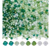 Fitlin 1 Box 2000Pcs 4 Colors Green Faceted Glass Beads Bicone Crystal Beads Bulk 4mm Spring St. Patrick's Day Wholesale Transparent For Jewelry Making Necklace Bracelet Earring Craft(Green)