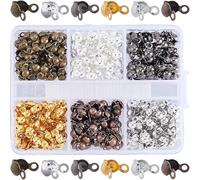 Fitlin 1 Box 360pcs 6 Colors Bead Tips Knot Covers Bead Tip Knots Brass Small Colorful Clamshell Calotte Crimping Open Ends Beads Cover for Jewelry Making Necklaces Bracelets Earrings DIY Crafts