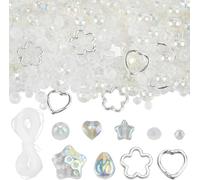Fitlin 1 Box 484Pcs 9 Styles Assorted Glass Beads Orange Star Bulk Autumn Thanksgiving Transparent Round Hollow Rondelle Bearding Bicone Crystal For Jewellery Making Bracelet DIY Crafts(Clear)