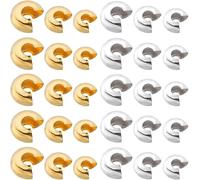 Fitlin 1 Box 600Pcs 3.2mm 4mm 5mm Crimp Bead Cover Half Round Open Beads Knot Covers Brass Crimper Spacer End Caps Findings For Jewellery Making Supplies Crimping DIY Crafts Bracelet(Gold+Silver)