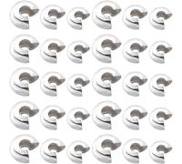 Fitlin 1 Box 600Pcs 3.2mm 4mm 5mm Crimp Bead Cover Half Round Open Beads Knot Covers Brass Crimper Spacer End Caps Findings For Jewellery Making Supplies Crimping DIY Crafts Bracelet(Silver)