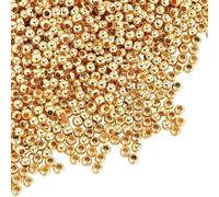 Fitlin 1 Box 800Pcs Real 18K Gold Plated 3mm Beads Brass Spacer Beads Small Tiny Round ball Smooth Metal Loose Spacers Bead for Jewelry Making Beadable Bracelets Necklaces Supplies DIY Crafting