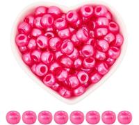 Fitlin 1 Box 800Pcs Small Pink Seed Beads Pastel Pony Beads Bulk Loose Plastic Acrylic 9 X 6MM Opaque Cute Shiny Kandi Spacers for Jewellery Making Findings Bracelets Necklace Gift Beginner