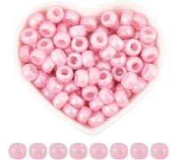 Fitlin 1 Box 800Pcs Small Pink Seed Beads Pastel Pony Beads Bulk Loose Plastic Acrylic 9 X 6MM Opaque Cute Shiny Kandi Spacers for Jewellery Making Findings Bracelets Necklace Gift Beginner