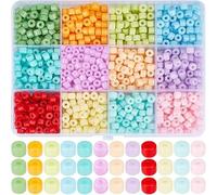 Fitlin 1 Box 933Pcs 6 Colors Blue Cylinder Beads Glass Tube Seed Opaque Colorful Small Mini 4 X 5.5mm Column Baking Paint Spacer Bead Kits For Jewellery Making Necklaces Bracelets DIY Crafts(Rainbow)