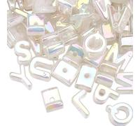 Fitlin 50Pcs Alphabet Shaped Beads Rainbow Letter With Large Hole Random Iridescent Opaque Clear AB Acrylic Spacer Loose Charm Bead For Jewellery Making Necklaces Bracelets Supplies DIY Crafts