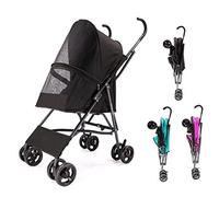Fitlin Small Pet Dog Stroller Umbrella Structure Lightweight Dog Prams Pushchairs for Small Dogs, Dog Strollers for Small Dogs, Pet Stroller Dog Pram Carrier for Cats Puppy & Kitten(Black a)