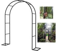 Fitlin Weather Resistant Metal Garden Arch Trellis 1.4M Wide Heavy Duty Rose Arches for Wedding Garden Decor 2.3M High Arch Stand(Black,W1.4M*H2.3M)