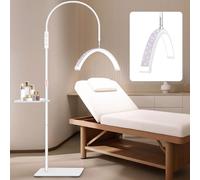 Fitlume Lash Light for Eyelash Tech, Led Half Moon Glitter lash lamp Light Lamp for Tattoo, Lash Extensions, Nail, Beauty, for Esthetician & Artists, Adjustable Height, with Tray, Rhinestone Diamond