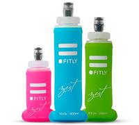 FITLY Soft Flask 3 Pack - 5 oz (150 ml), 8.5 oz (250 ml), 10 oz (300ml) - Shrink As You Drink Soft Water Bottle for Hydration Pack - Folding Water Bottle For Running & Hiking