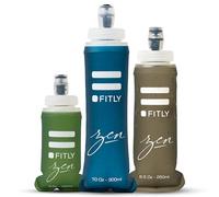 FITLY Soft Flask 3 Pack - 5 oz (150 ml), 8.5oz (250ml), & 13.5oz (400ml) - Shrink As You Drink Soft Water Bottle for Hydration Pack - Folding Water Bottle for Running & Hiking