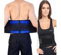 FitMad Adjustable Neoprene Double Pull Lumbar Support Lower Back Belt Brace - Back Pain/Slipped Disc Pain Relief - Large (32-36 inches)