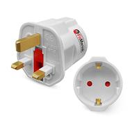 FitMania European to UK Plug Adaptor 1 Pack - EU to UK Plug Adapter EU Travel Adapter for Electric Devices- EU Schuko Type C to G 2 Pin to 3 Pin Adapter Plug UK with 13A Fuse - Eu Plug Adapter to Uk