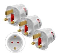 FitMania European to UK Plug Adaptor 3 Pack - EU to UK Plug Adapter EU Travel Adapter for Electric Devices- EU Schuko Type C to G 2 Pin to 3 Pin Adapter Plug UK with 13A Fuse - Eu Plug Adapter to Uk